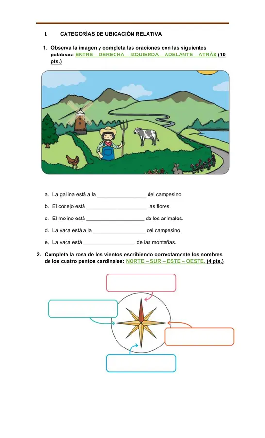 Evaluación Historia 2°: mapas, chile, categorías de ubicación relativa