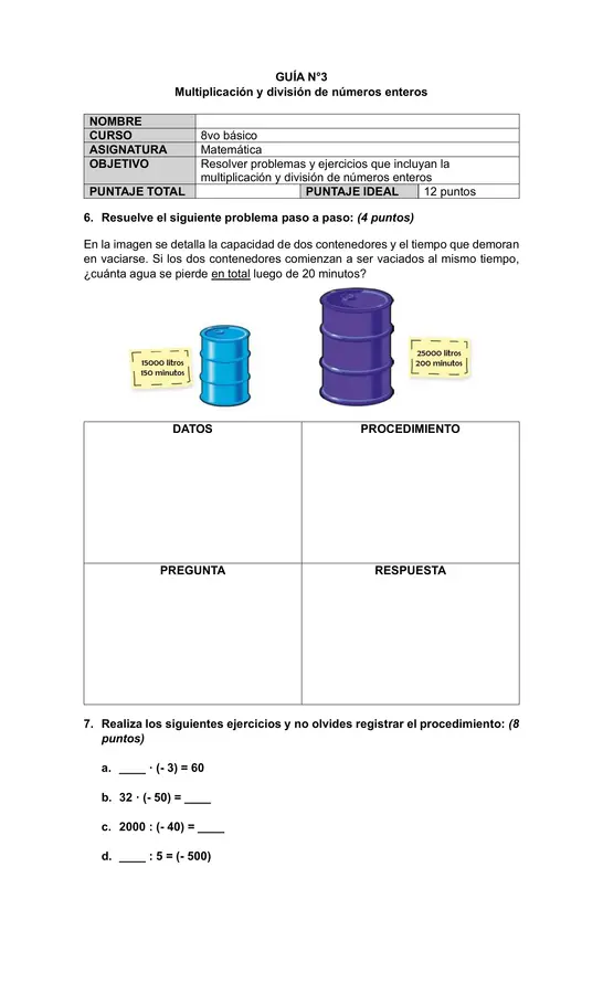 6 Guías Matemática 8vo
