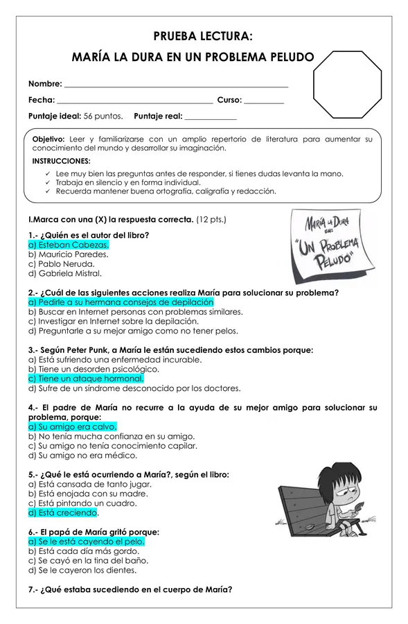 Prueba Lectura - María la dura en un problema peludo