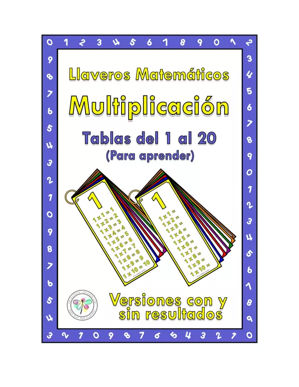 Llavero Matemático Multiplicación Números Tablas 0 a 20 