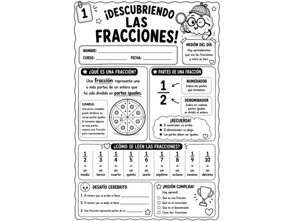 Detectives de Fracciones - Cuadernillo de 8 Fichas