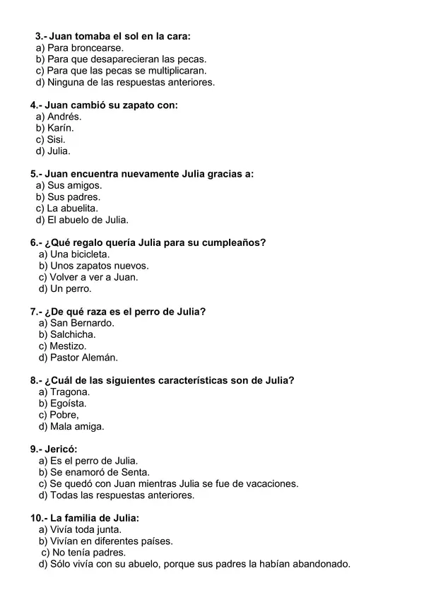 Evaluación libro "Juan, Julia y Jericó"