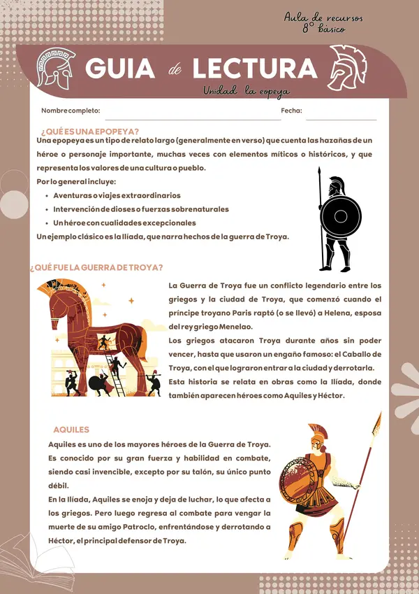 Guía de lectura: "La cólera de Aquiles"
