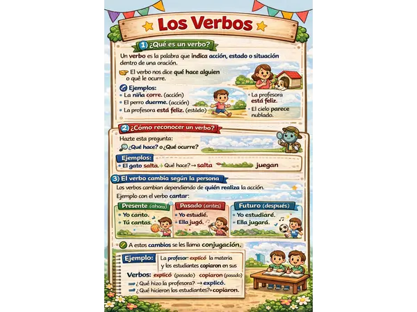 Cartel Educativo sobre Los Verbos