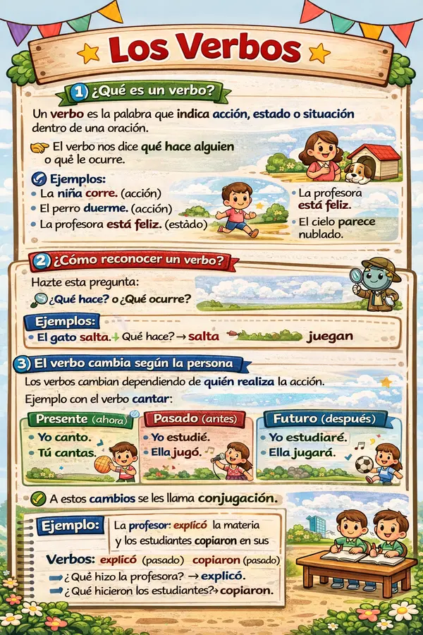 Cartel Educativo sobre Los Verbos
