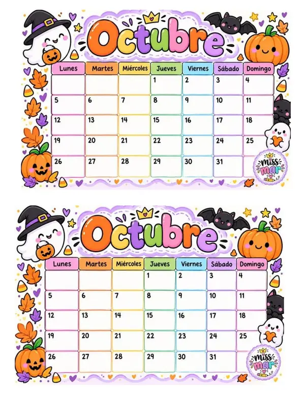 Calendario octubre