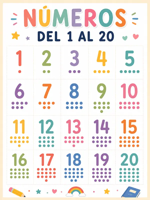 Cartel, póster Números del 1 al 20