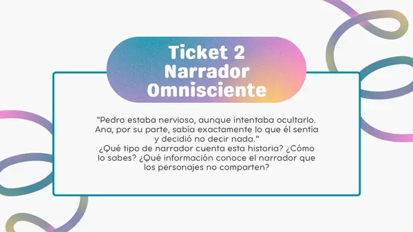 Ticket de salida tipos de narradores