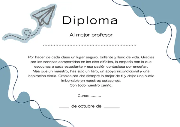 Diploma día del profesor/profesora