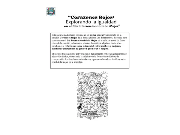 Póster educativo inspirado en la canción "Corazones rojos de Los Prisioneros" 