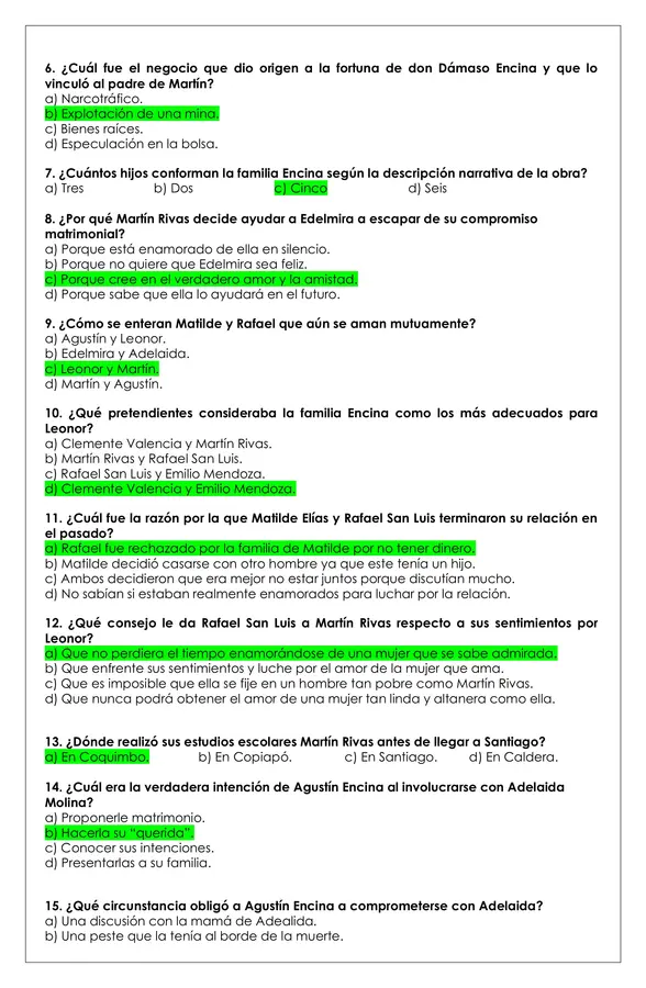 Prueba Lectura - Martín Rivas