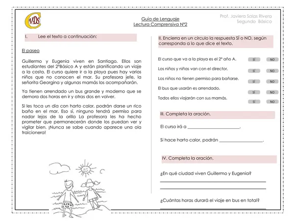 Lectura comprensiva "El paseo"