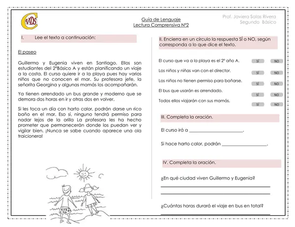 Lectura comprensiva "El paseo"