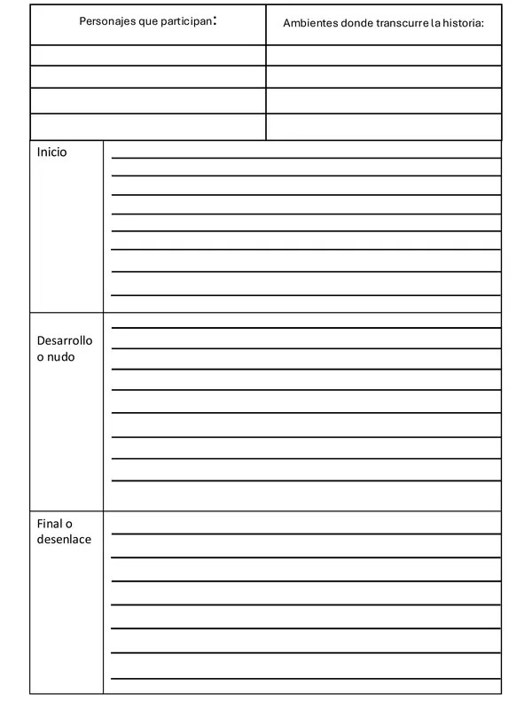 TRABAJO PARA ESCRIBIR UN CUENTO