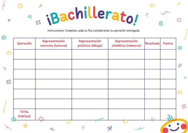 Ticket de entrada: Bachillerato de Representación de Fracciones 