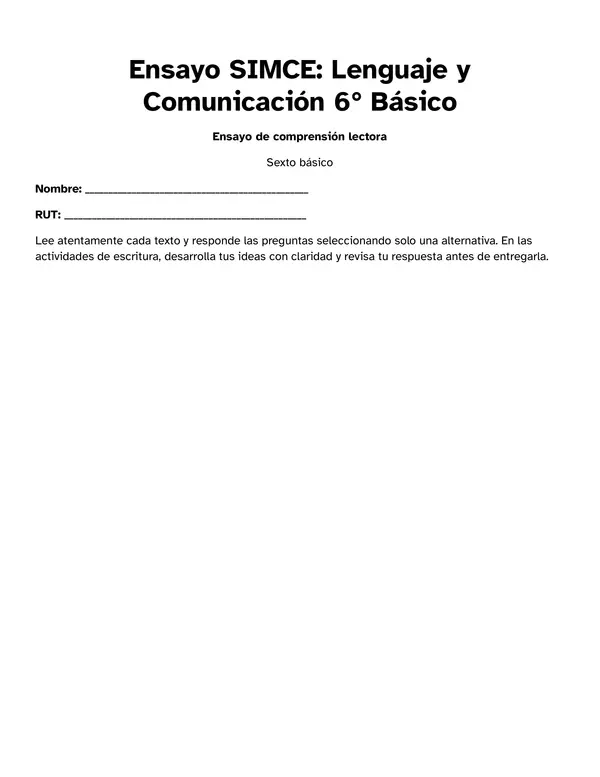 Ensayo SIMCE 2 6° básico
