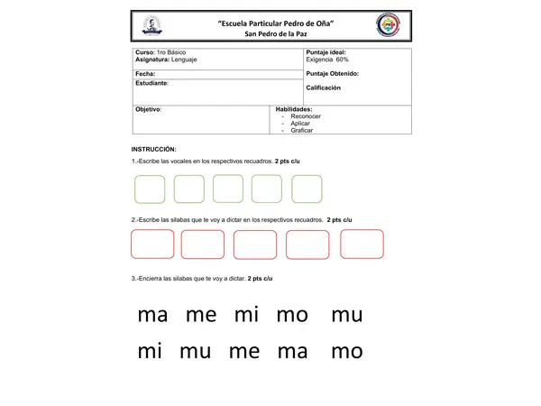 PRUEBA LETRA M 