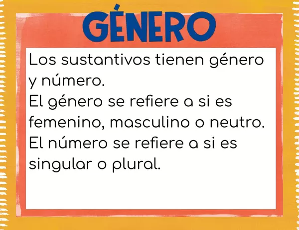 Género de los sustantivos preguntas de comprensión