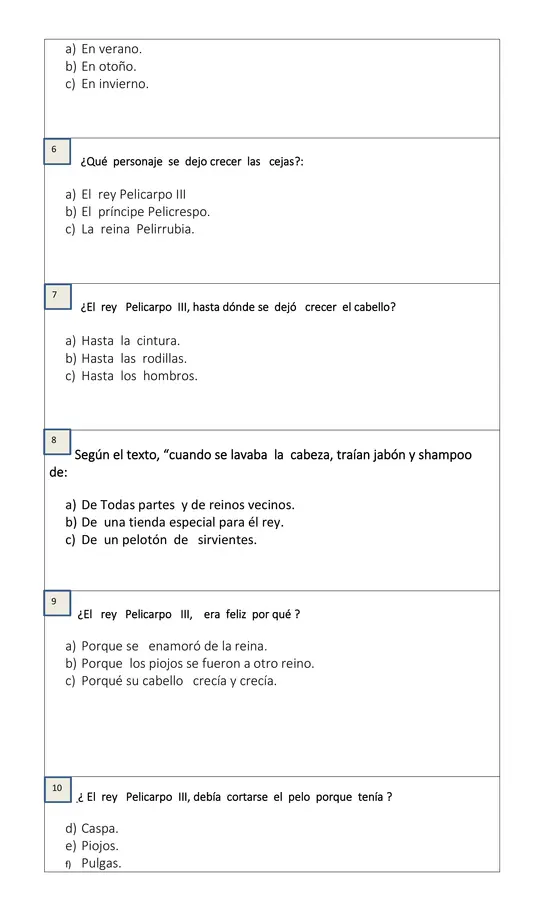 Prueba de lectura complementaria Ni un pelo de tonto