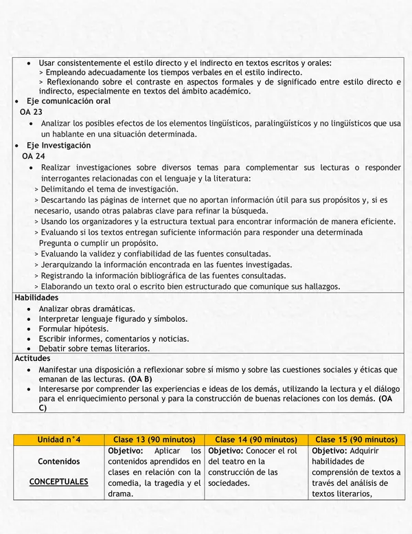 Plan Estratégico Mensual: Lenguaje 1º Medio - Unidad 3, Septiembre