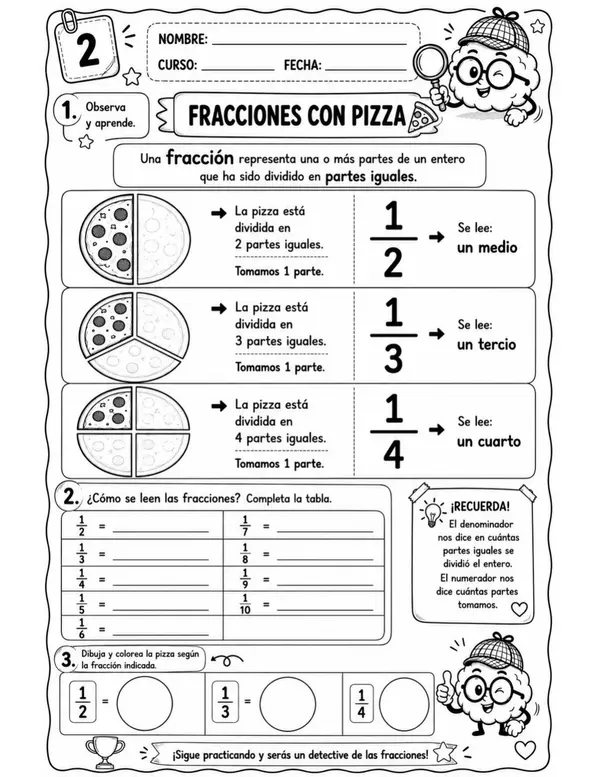 Detectives de Fracciones - Cuadernillo de 8 Fichas