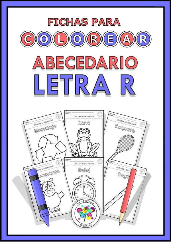Fichas para colorear Objetos Letra R NO PREP color