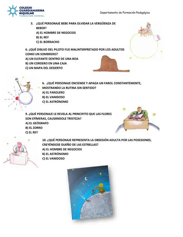 EVALUACION LECTURA DOMICILIARIA 7° BASICO   “El Principito” (A.C)