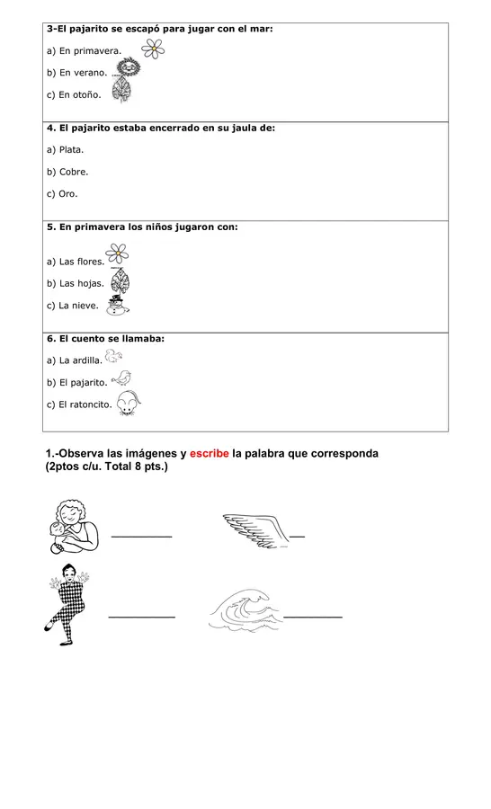 Evaluación de lenguaje adecuada primero básico