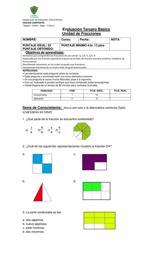 Evaluación de Fracciones 