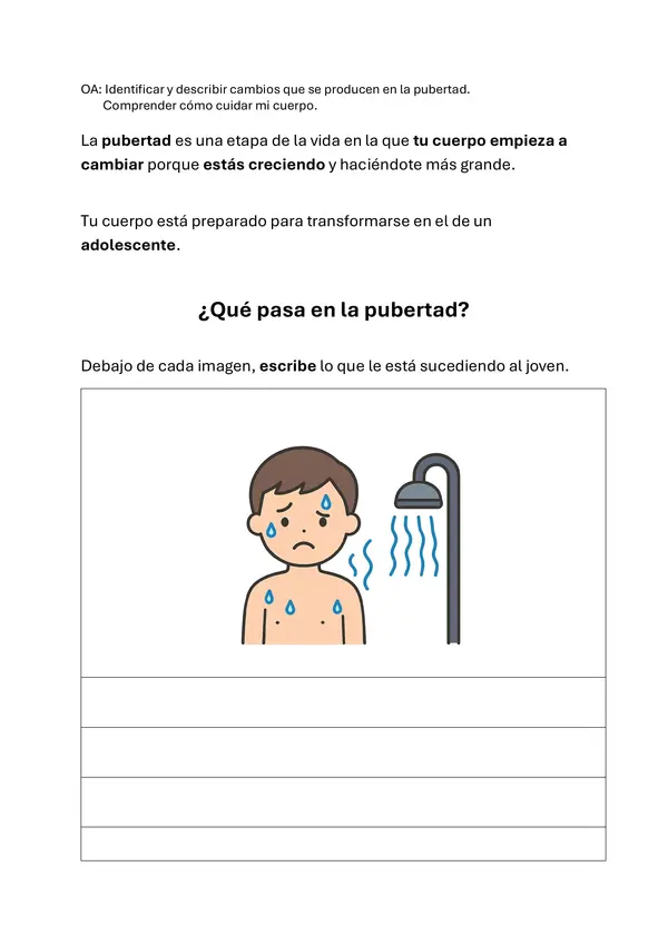Ciencias Naturales. 6° básico. Pubertad.  TEA