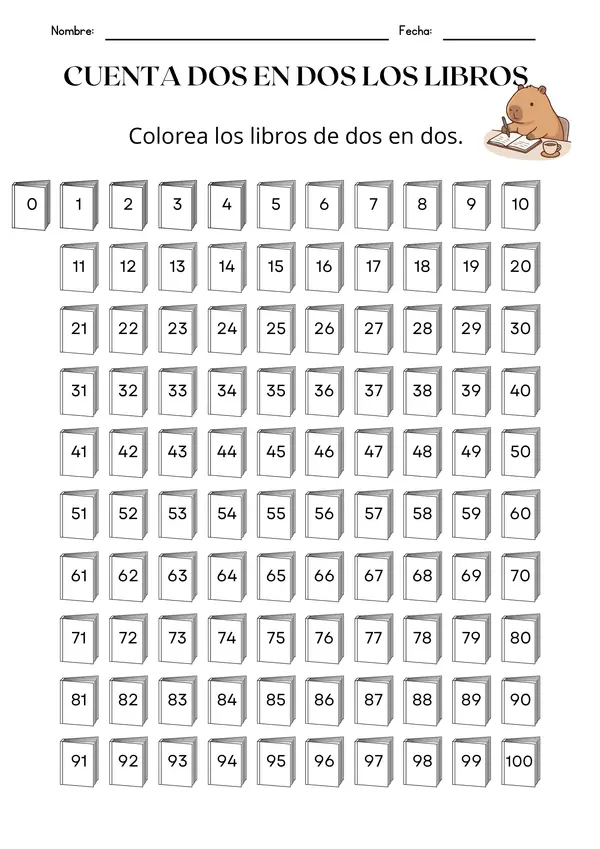 Actividad cuenta los números 0 al 100 de 2 en 2 de 5 en 5 y 10 en 10