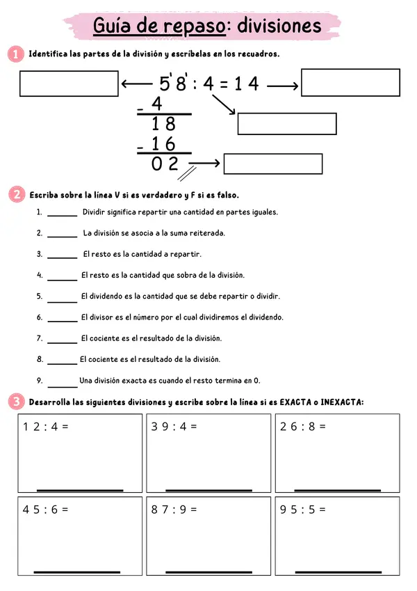 Guía de trabajo: divisiones