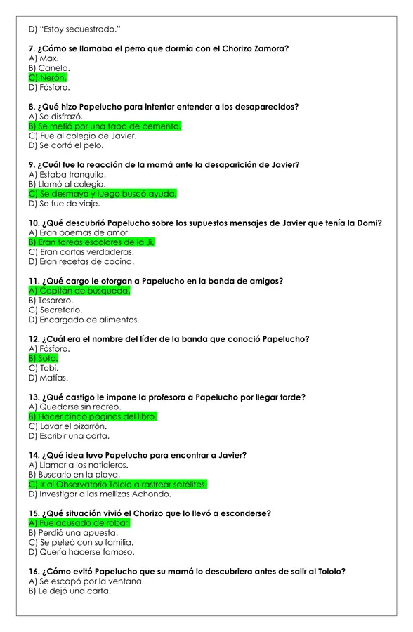 Prueba Lectura - Papelucho, mi hermano Hippie