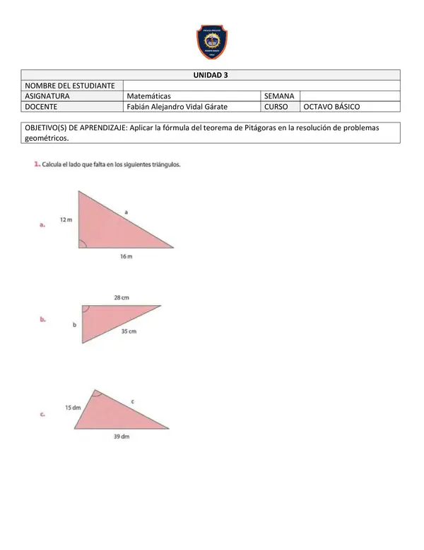 Aplicar la fórmula del teorema de Pitágoras en la resolución de problemas geométricos.