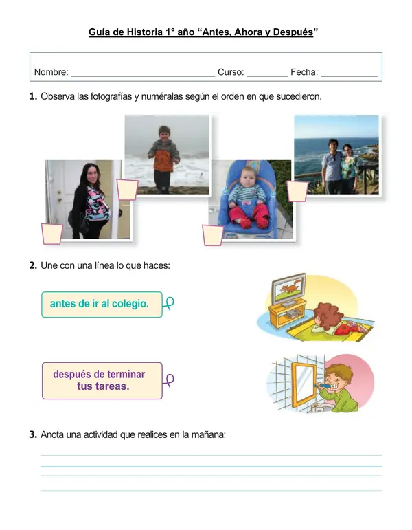 Guía de historia 1° año "Antes, Ahora y Después"