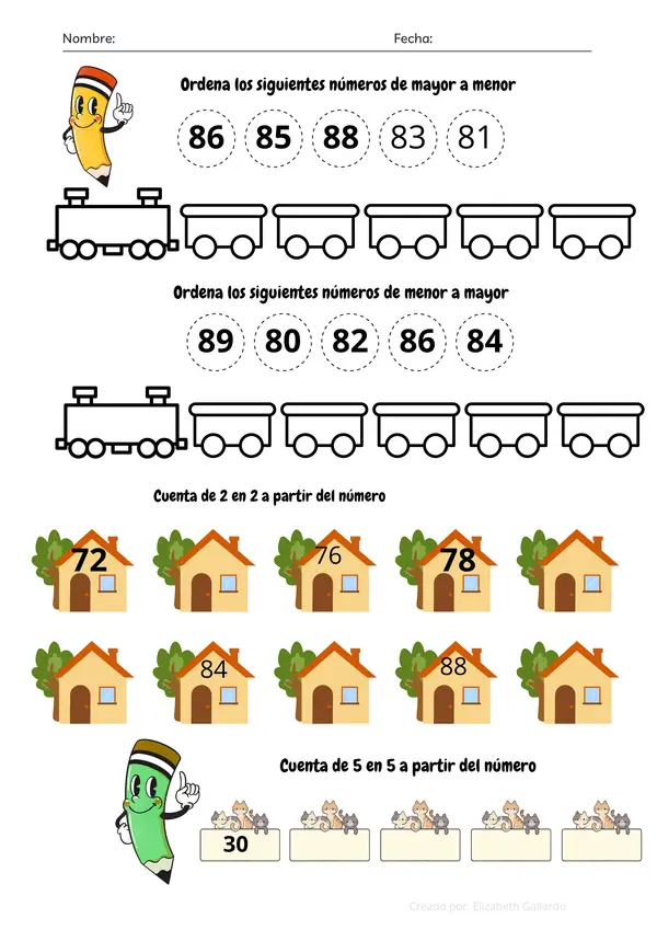Actividad de los números del 0 al 89
