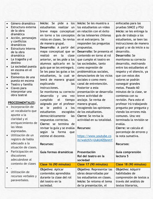 Plan Estratégico Mensual: Lenguaje 1º Medio - Unidad 3, Septiembre