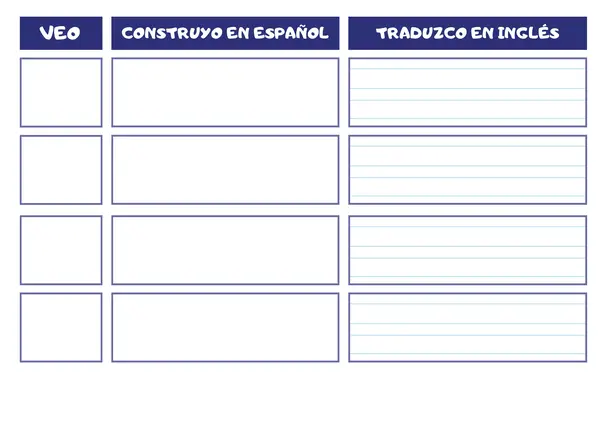 Plantilla para trabajar la lectoescritura  -  Español - Inglés