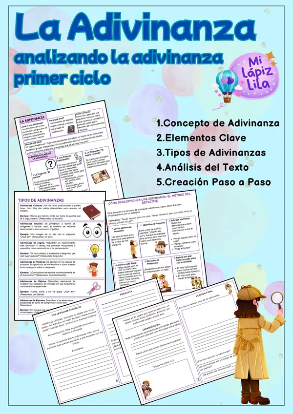 ¡Detective de Adivinanzas! Librito Interactivo para Primer Ciclo