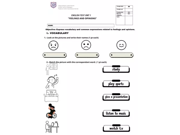 English test unit 1 7th grade