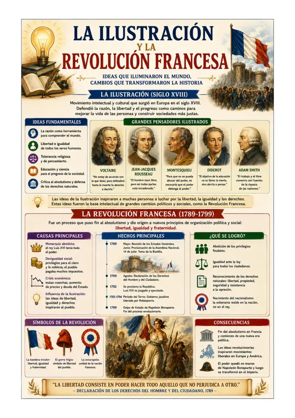 La Ilustración y la Revolución Francesa | Póster Educativo de Historia Universal