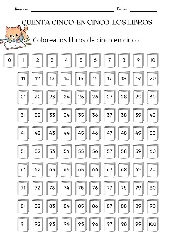 Actividad cuenta los números 0 al 100 de 2 en 2 de 5 en 5 y 10 en 10
