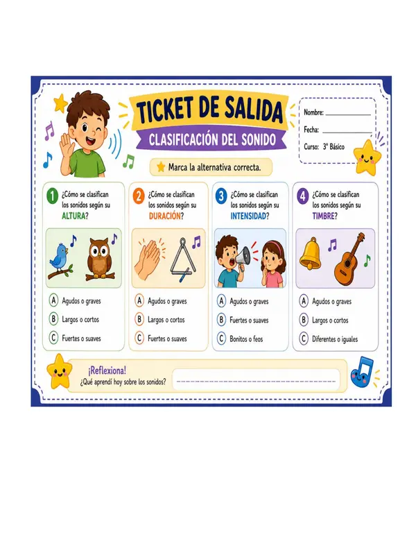 TICKET DE SALIDA CLASICIACION DEL SONIDO