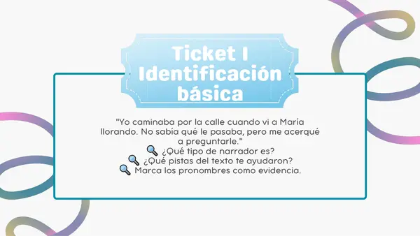 Ticket de salida tipos de narradores