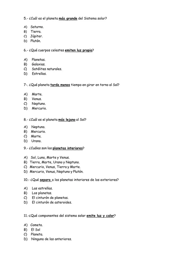 Evaluación Sistema Solar