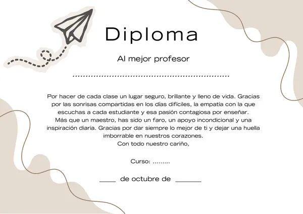 Diploma día del profesor/profesora
