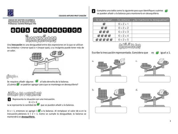 GUIA INECUACIONES CUARTO BASICO