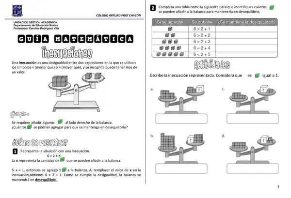 GUIA INECUACIONES CUARTO BASICO
