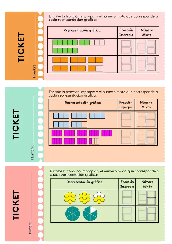 Ticket de fracciones impropias y mixta