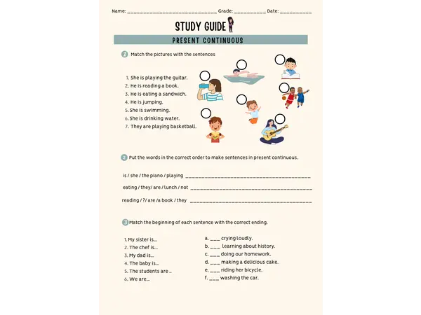 Present continuous; Study guide